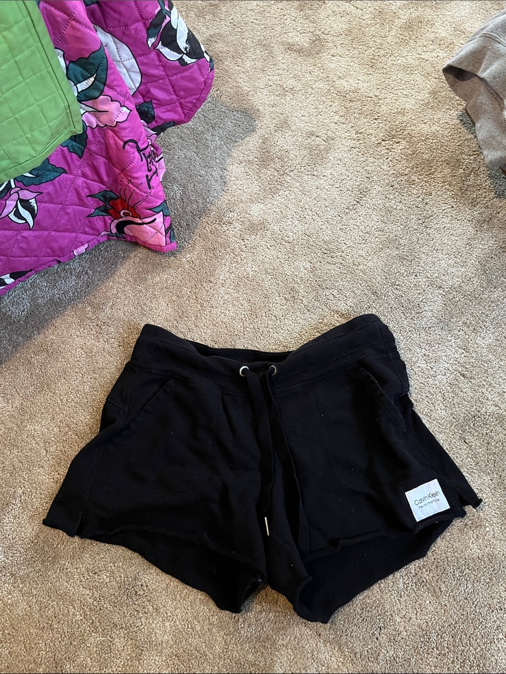Calvin Klein Black Women's Athletic Lounge Shorts with Drawstring Waist